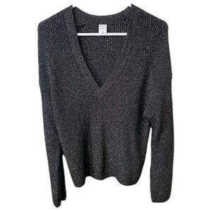 Melrose‎ and Market Sweater Black with Metallic Sparkle Holiday Stretchy Size XS